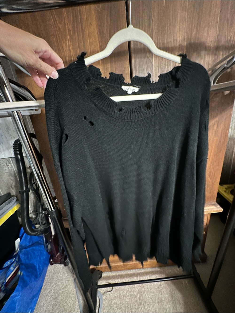 GeeGee Black Distressed Women's Sweater